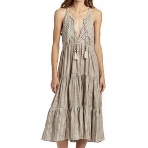 Love The Label Cobra Stripe Bohemian Dress Anthropologie Midi Tiered Flowy Wmn S